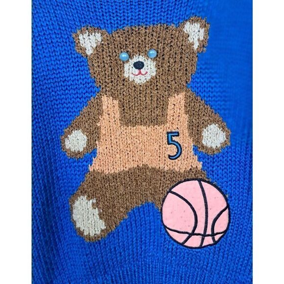 Doubloons Sweater Medium Women’s Blue Knit Teddy‎ Bear Ski Vintage 80s 90s Y2K - Picture 3 of 9